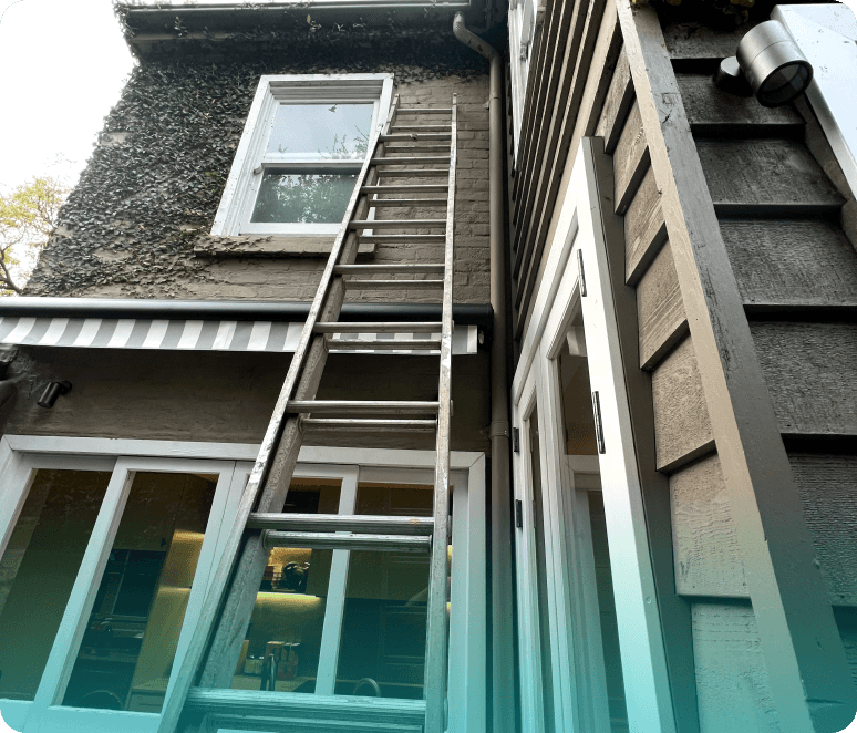 Ladder leant against a house | Roof repairs