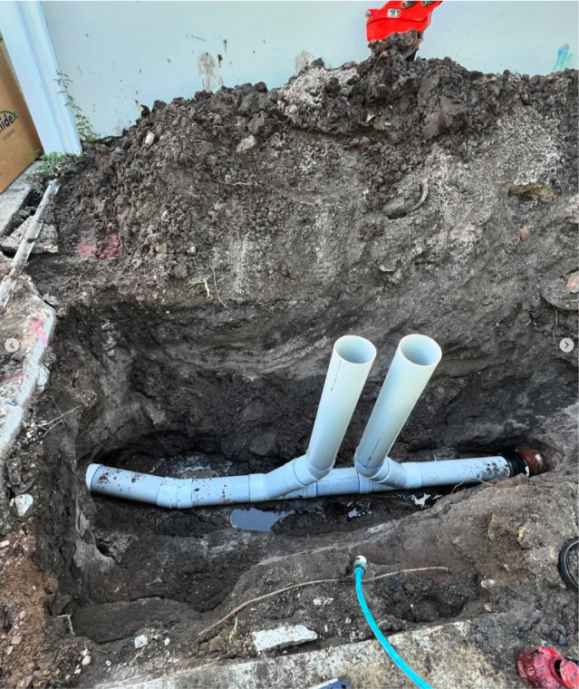 underground pvc pipe with a blockage